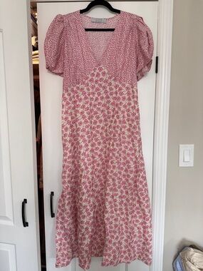 Primark Pink Floral Panel Midi Dress